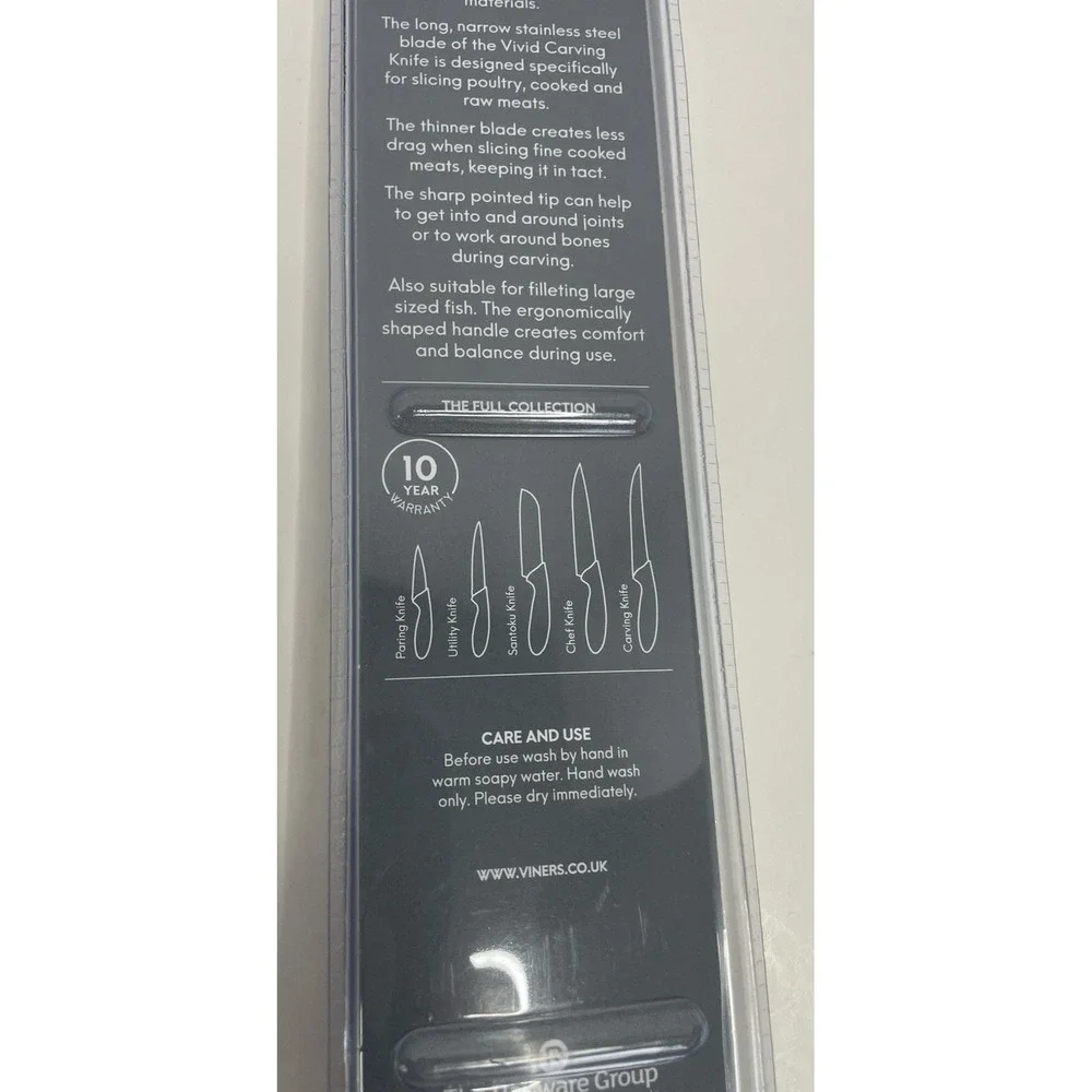 Viners‎ Vivid 8 Inch Carving Knife Stainless Steel Blade, Purple, NEW